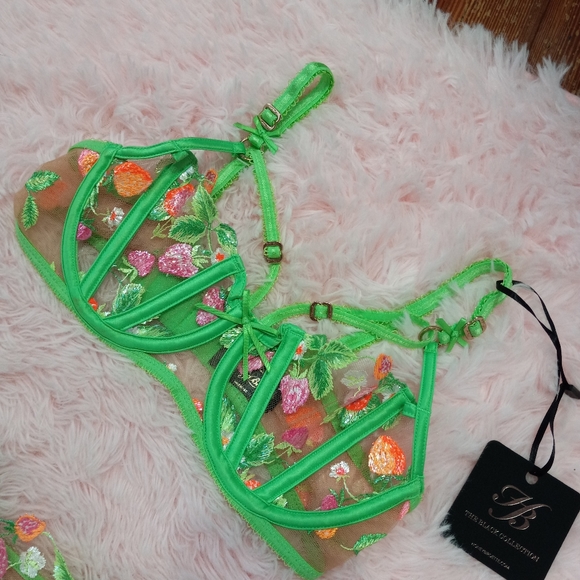 GARTER BELT SOLD! Honey Birdette luxury lingerie 🍓 & 🌸 set! - Picture 6 of 16